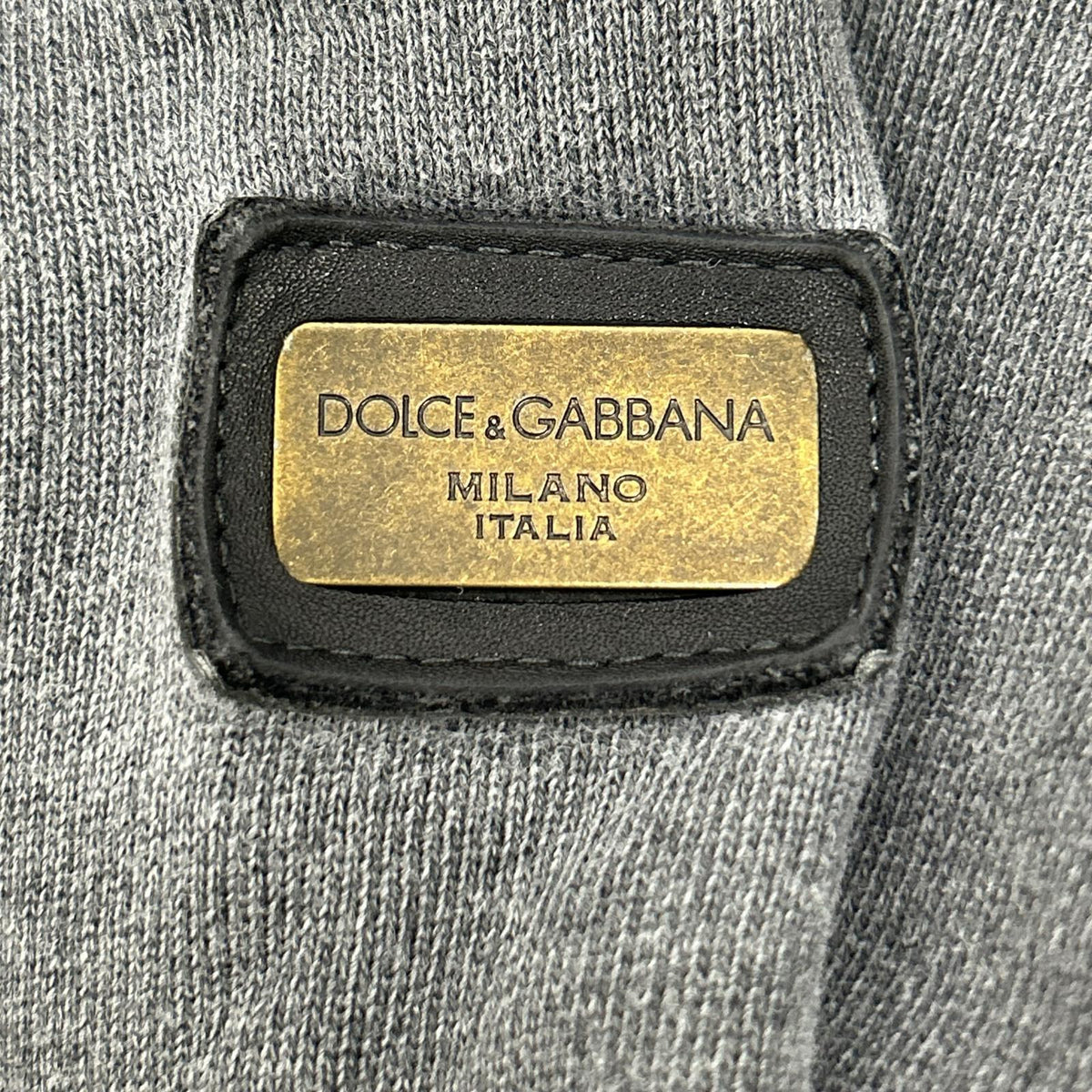 DOLCE&GABBANA ドルチェアンドガッバーナ グレー コットン ロゴプレート付き ジップアップパーカー トップス