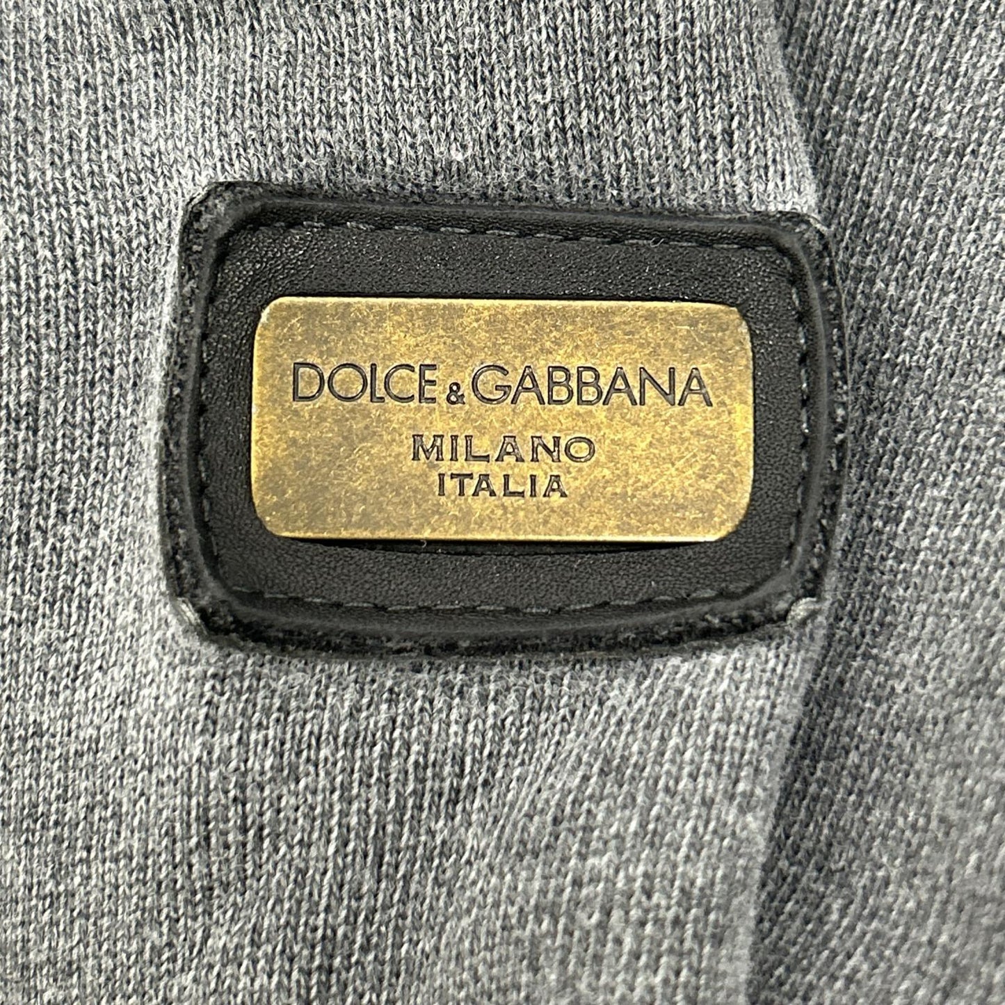 DOLCE&GABBANA ドルチェアンドガッバーナ グレー コットン ロゴプレート付き ジップアップパーカー トップス