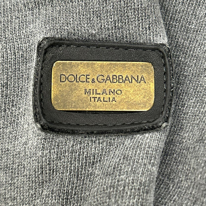 DOLCE&GABBANA ドルチェアンドガッバーナ グレー コットン ロゴプレート付き ジップアップパーカー トップス