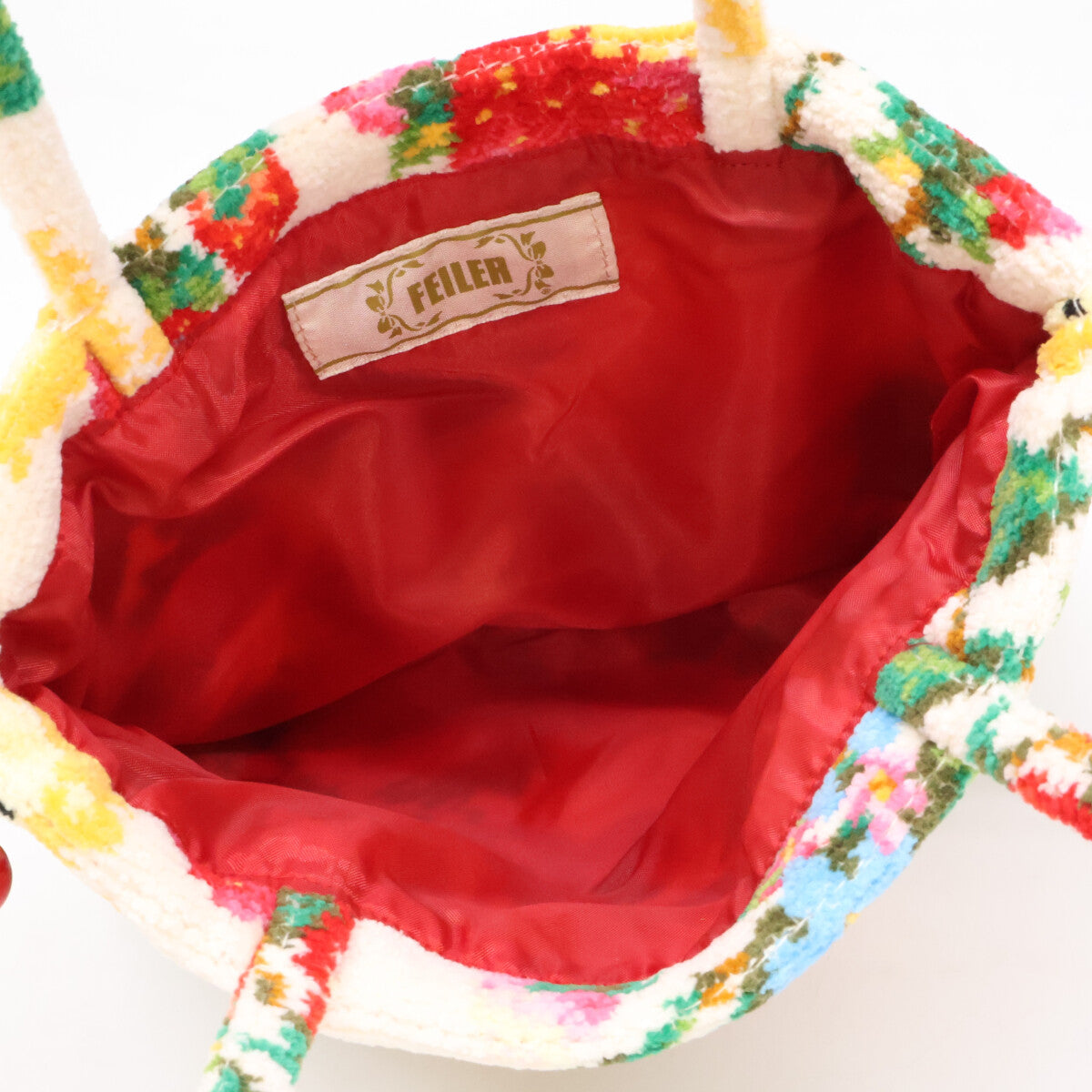 FEILER フェイラー ｘBarneys New York バーニーズニューヨーク【新品同様】LSD-230029 ライオンｘストロベリーフィールド柄 巾着バッグ ハンドバッグ