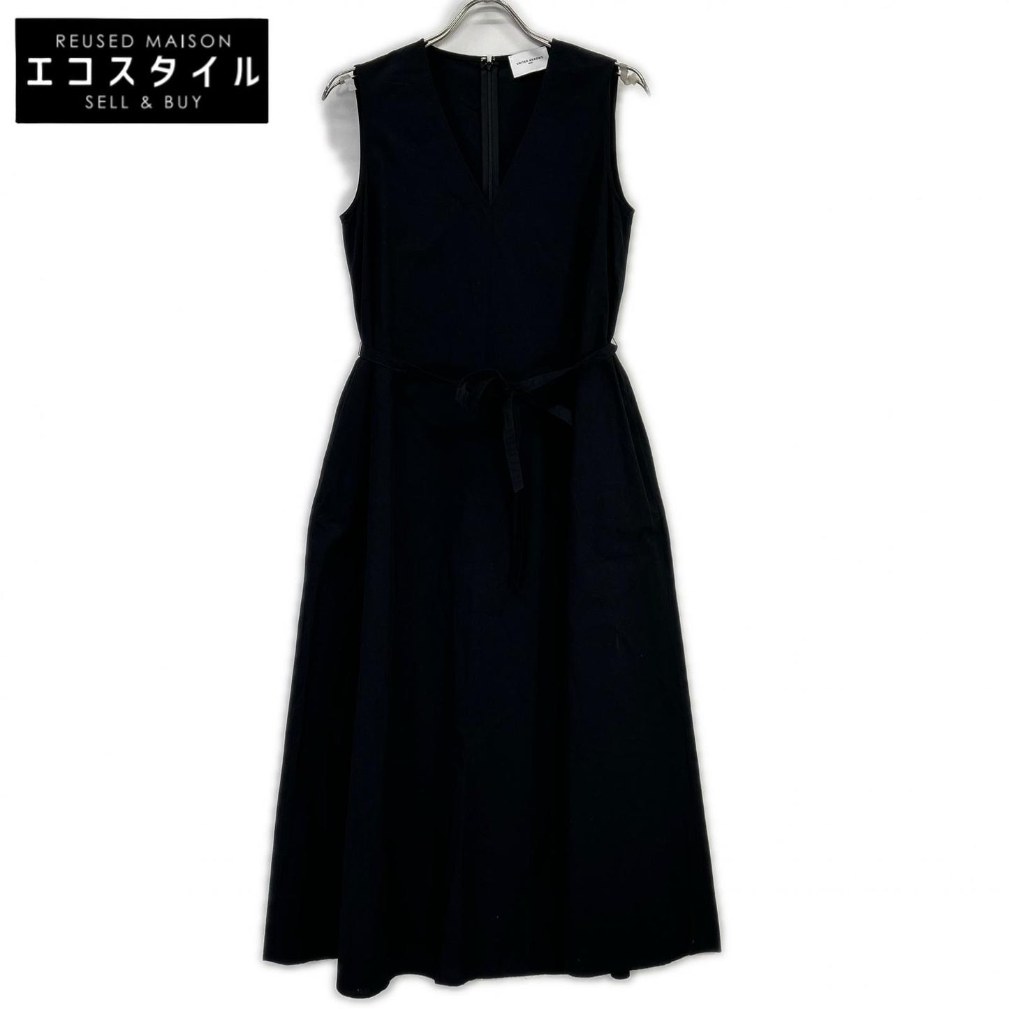 UNITED ARROWS ユナイテッドアローズ 1526-126-3283-0950 ブラック コットン100 ベルトワンピース ワンピース