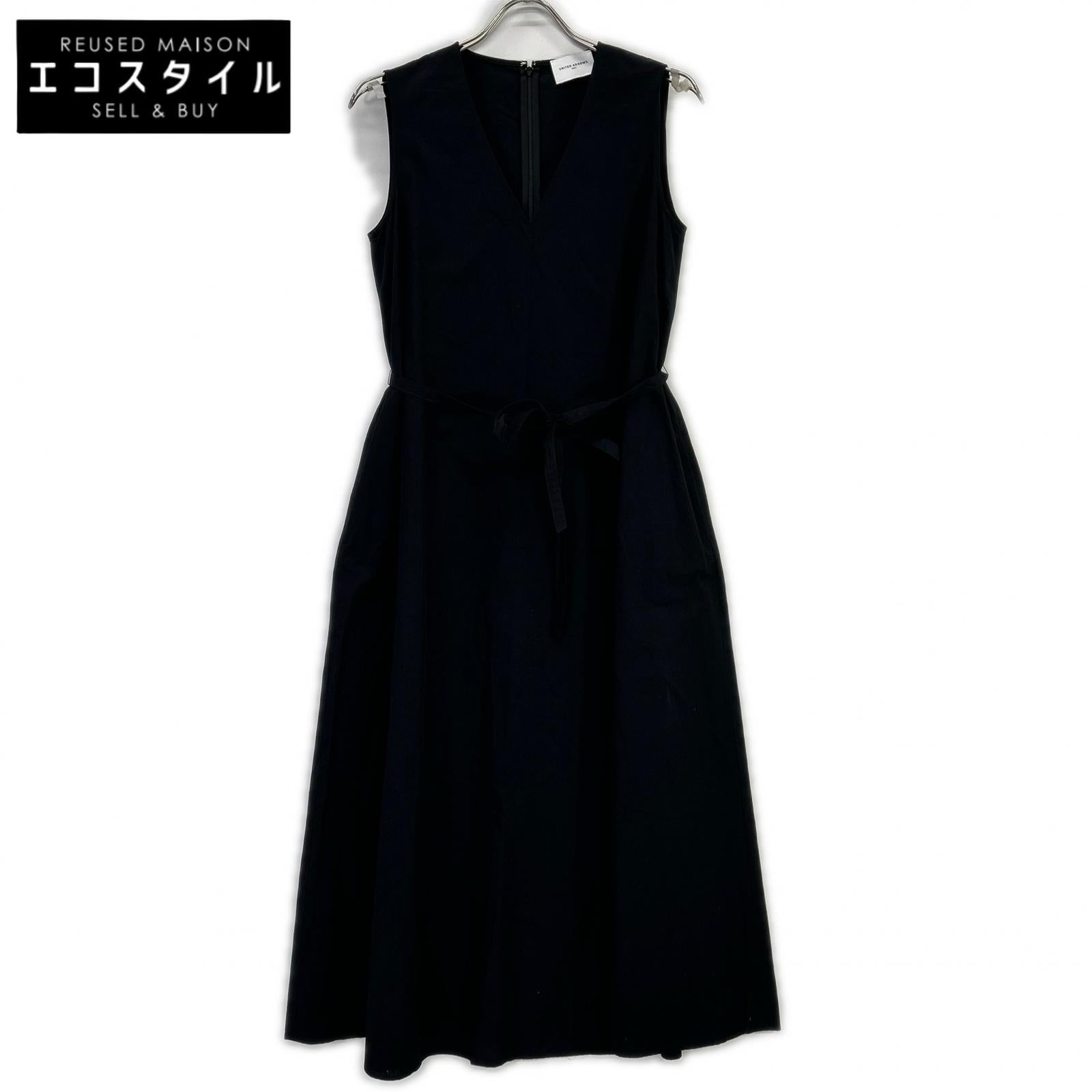 UNITED ARROWS ユナイテッドアローズ 1526-126-3283-0950 ブラック コットン100 ベルトワンピース ワンピース
