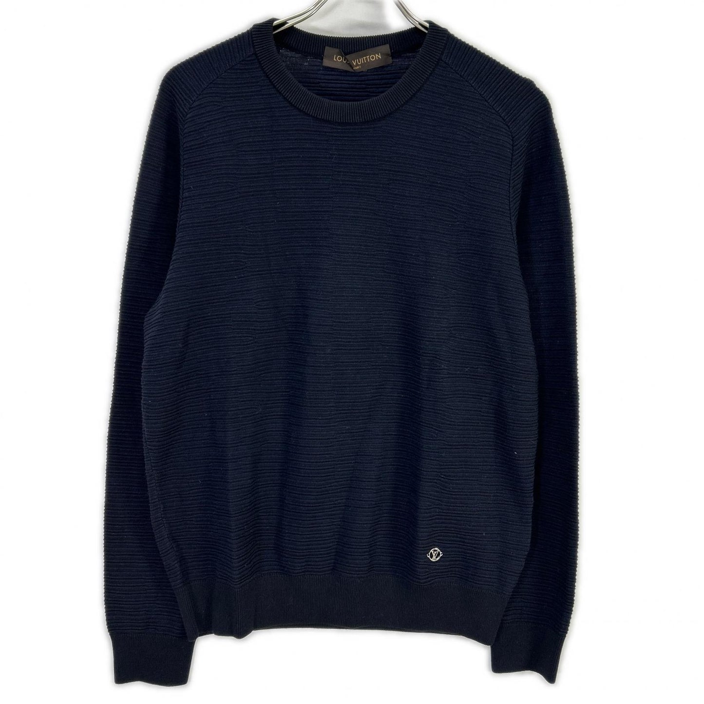 LOUIS VUITTON ルイヴィトン RM161Q F76 H9N50W 16年製 ネイビー コットンシルク ロゴ金具 ニットセーター トップス