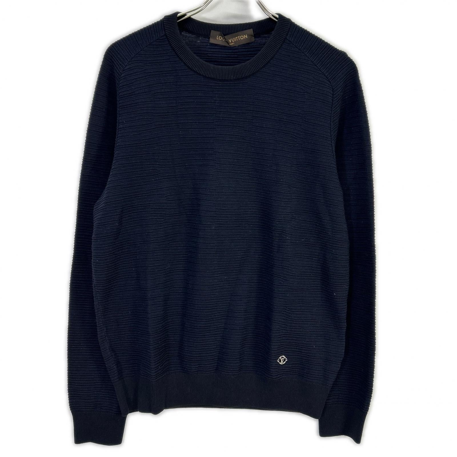 LOUIS VUITTON ルイヴィトン RM161Q F76 H9N50W 16年製 ネイビー コットンシルク ロゴ金具 ニットセーター トップス
