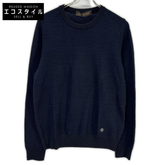 LOUIS VUITTON ルイヴィトン RM161Q F76 H9N50W 16年製 ネイビー コットンシルク ロゴ金具 ニットセーター トップス