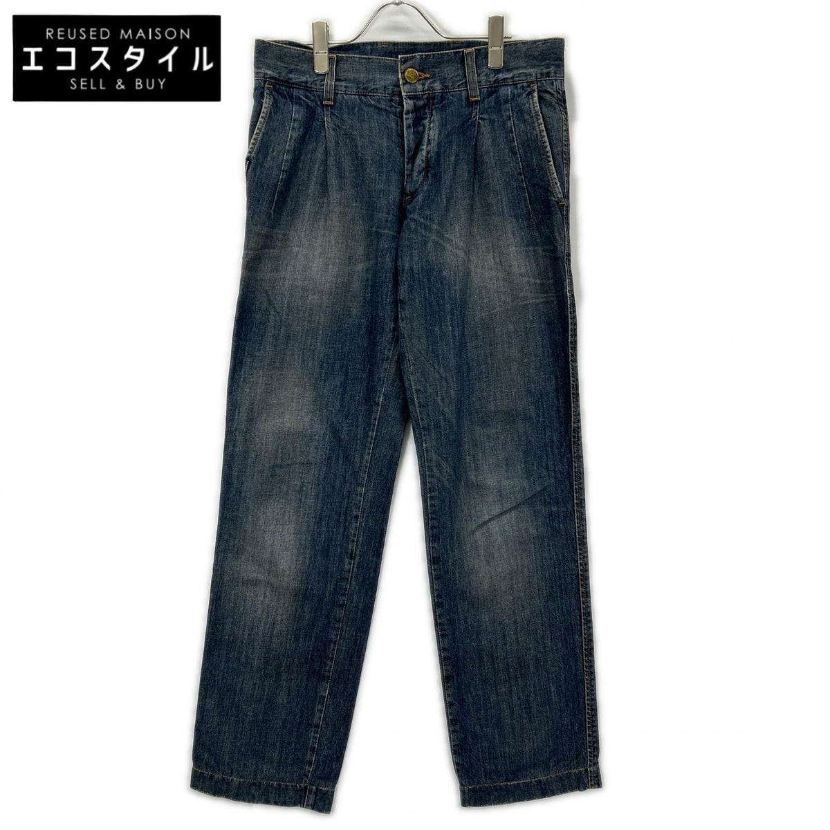 DOLCE&GABBANA ドルチェアンドガッバーナ G3EDCD G8388 インディゴ デニム タックプレート ストレートデニムパンツ ボトムス