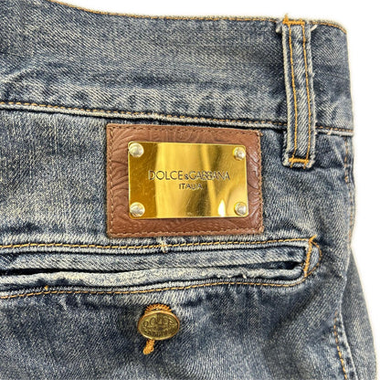 DOLCE&GABBANA ドルチェアンドガッバーナ G3EDCD G8388 インディゴ デニム タックプレート ストレートデニムパンツ ボトムス