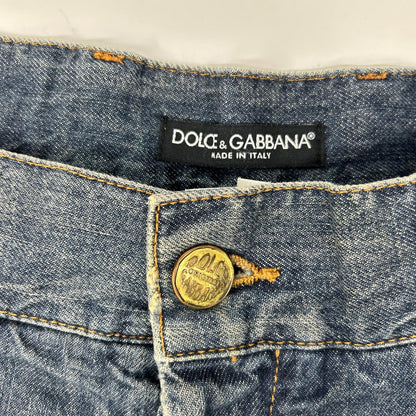 DOLCE&GABBANA ドルチェアンドガッバーナ G3EDCD G8388 インディゴ デニム タックプレート ストレートデニムパンツ ボトムス