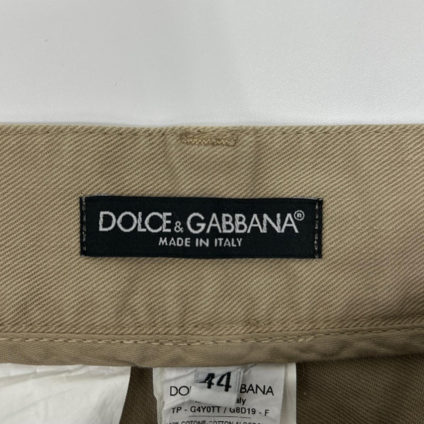 DOLCE&GABBANA ドルチェアンドガッバーナ G4Y0TT ベージュ コットン プレート スリム パンツ ボトムス