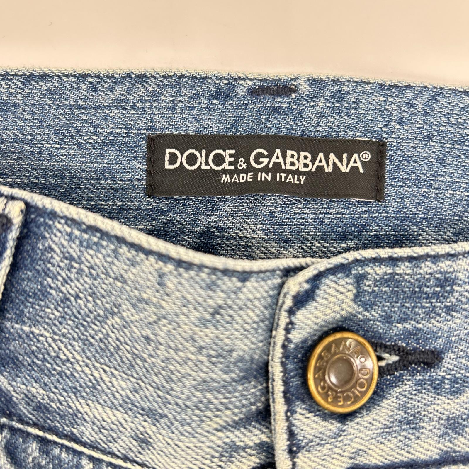 DOLCE&GABBANA ドルチェアンドガッバーナ G3RZTD ライトブルー プレート ダメージ デニムパンツ ボトムス