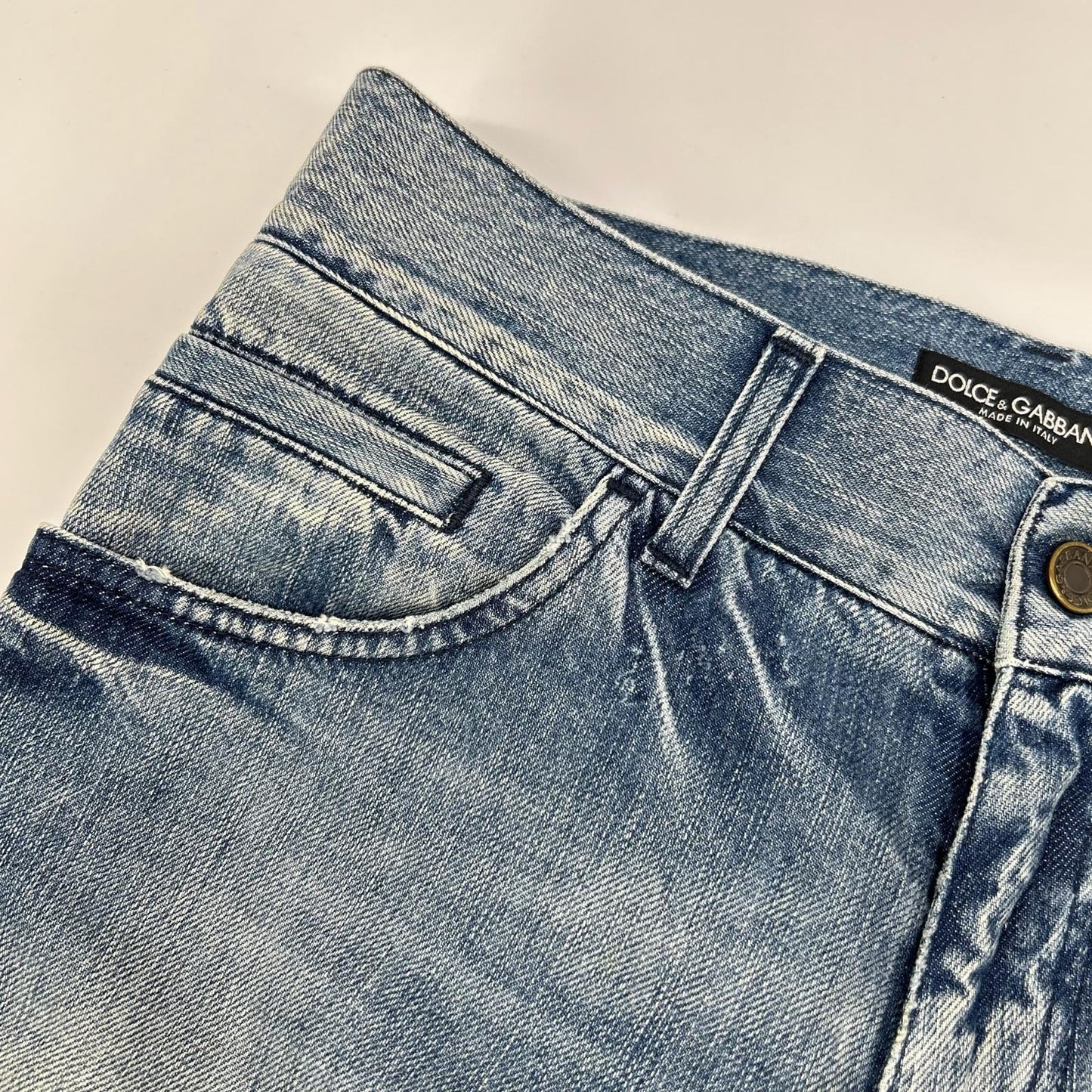 DOLCE&GABBANA ドルチェアンドガッバーナ G3RZTD ライトブルー プレート ダメージ デニムパンツ ボトムス
