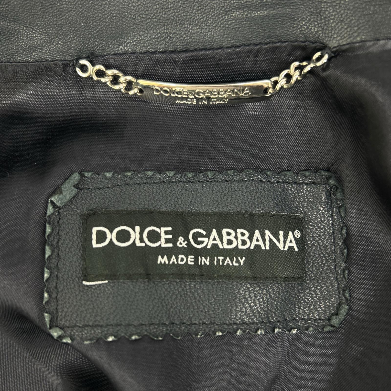 DOLCE&GABBANA ドルチェアンドガッバーナ G9I33L ネイビー ラムレザー ジップアップレザージャケット ジャケット