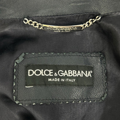 DOLCE&GABBANA ドルチェアンドガッバーナ G9I33L ネイビー ラムレザー ジップアップレザージャケット ジャケット