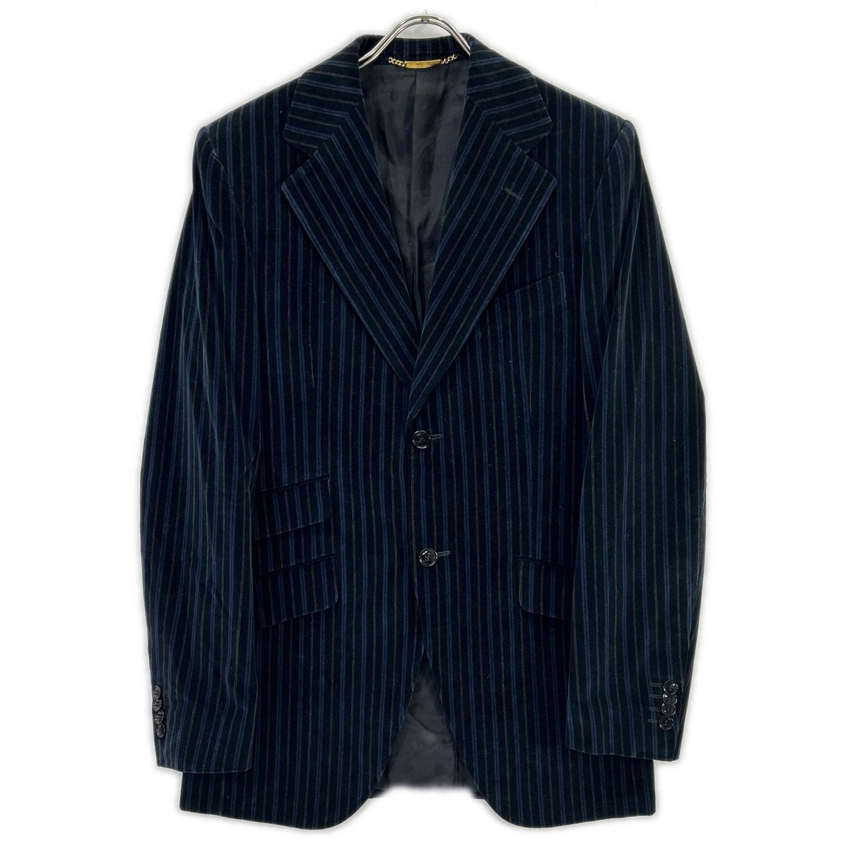 DOLCE&GABBANA ドルチェアンドガッバーナ G2018T ネイビー ベロア 裏地ロゴ テーラードジャケット ジャケット
