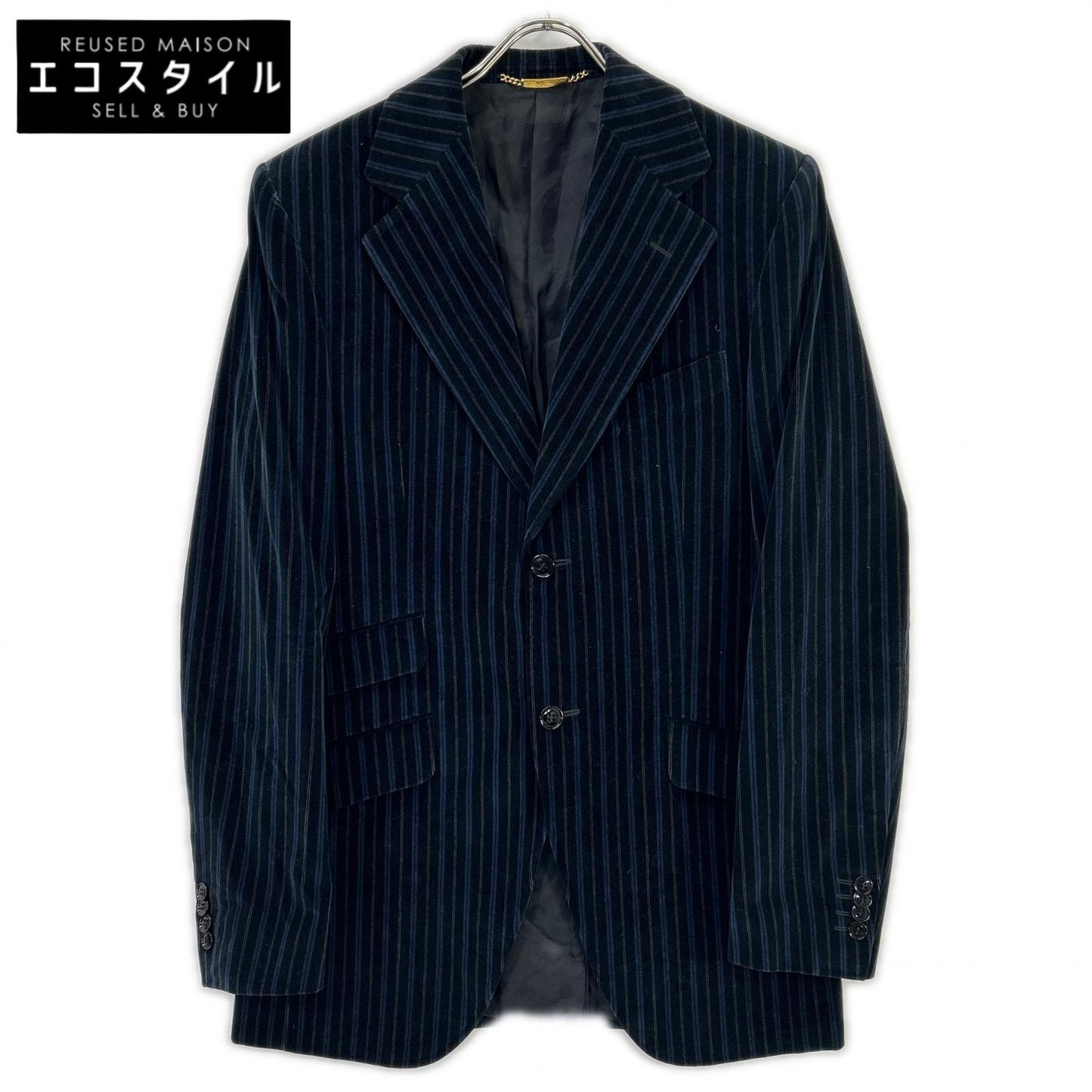 DOLCE&GABBANA ドルチェアンドガッバーナ G2018T ネイビー ベロア 裏地ロゴ テーラードジャケット ジャケット