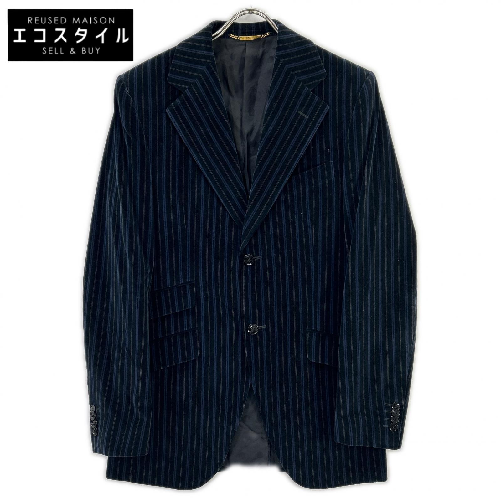 DOLCE&GABBANA ドルチェアンドガッバーナ G2018T ネイビー ベロア 裏地ロゴ テーラードジャケット ジャケット