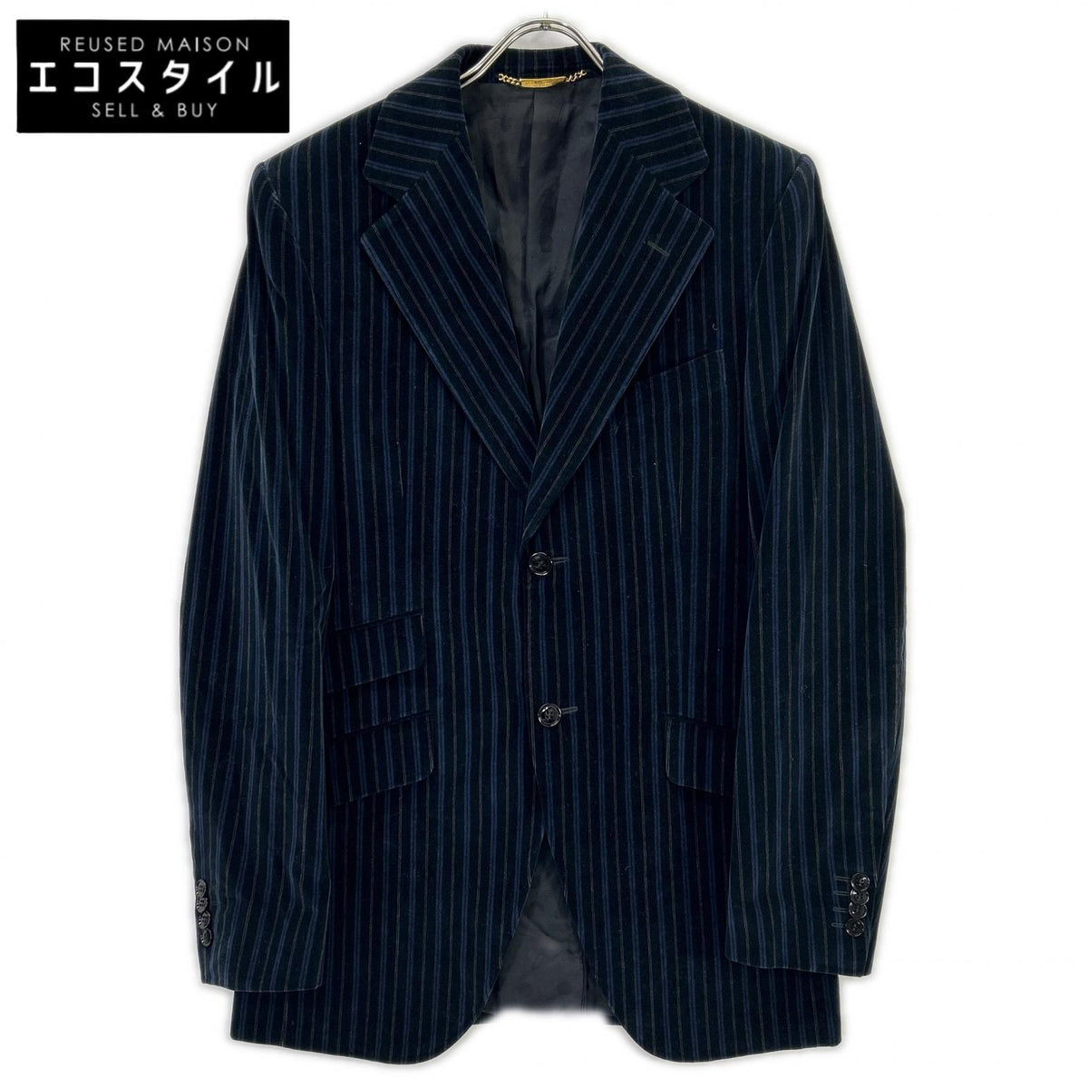 DOLCE&GABBANA ドルチェアンドガッバーナ G2018T ネイビー ベロア 裏地ロゴ テーラードジャケット ジャケット