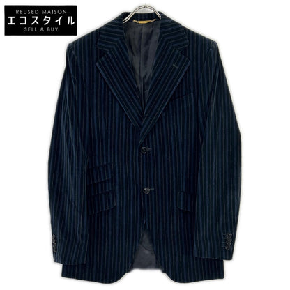 DOLCE&GABBANA ドルチェアンドガッバーナ G2018T ネイビー ベロア 裏地ロゴ テーラードジャケット ジャケット