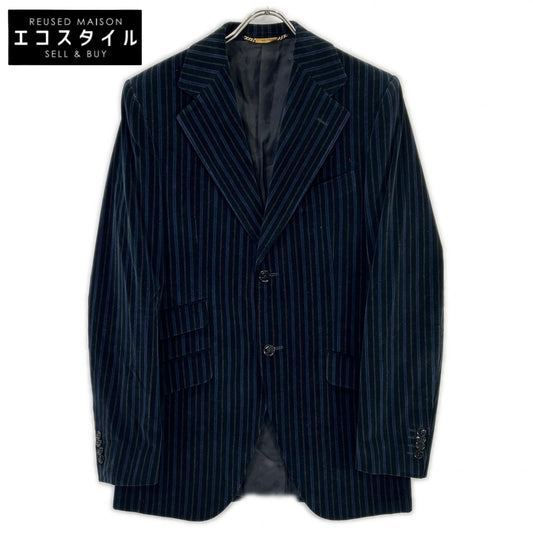 DOLCE&GABBANA ドルチェアンドガッバーナ G2018T ネイビー ベロア 裏地ロゴ テーラードジャケット ジャケット