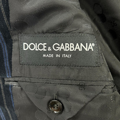 DOLCE&GABBANA ドルチェアンドガッバーナ G2018T ネイビー ベロア 裏地ロゴ テーラードジャケット ジャケット