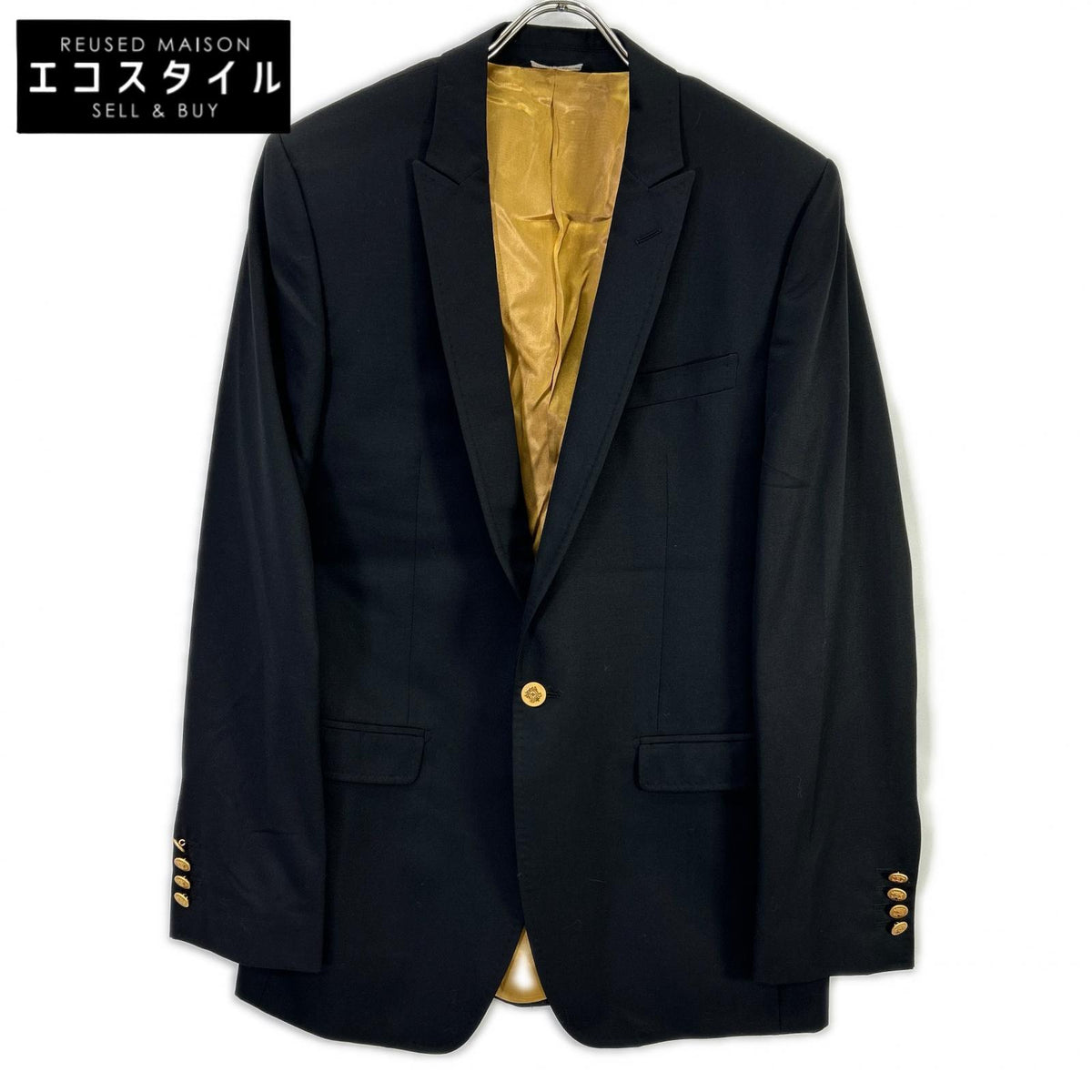 DOLCE&GABBANA ドルチェアンドガッバーナ G2858T ブラック ヴァージンウール100 金ボタン ブレザー ジャケット