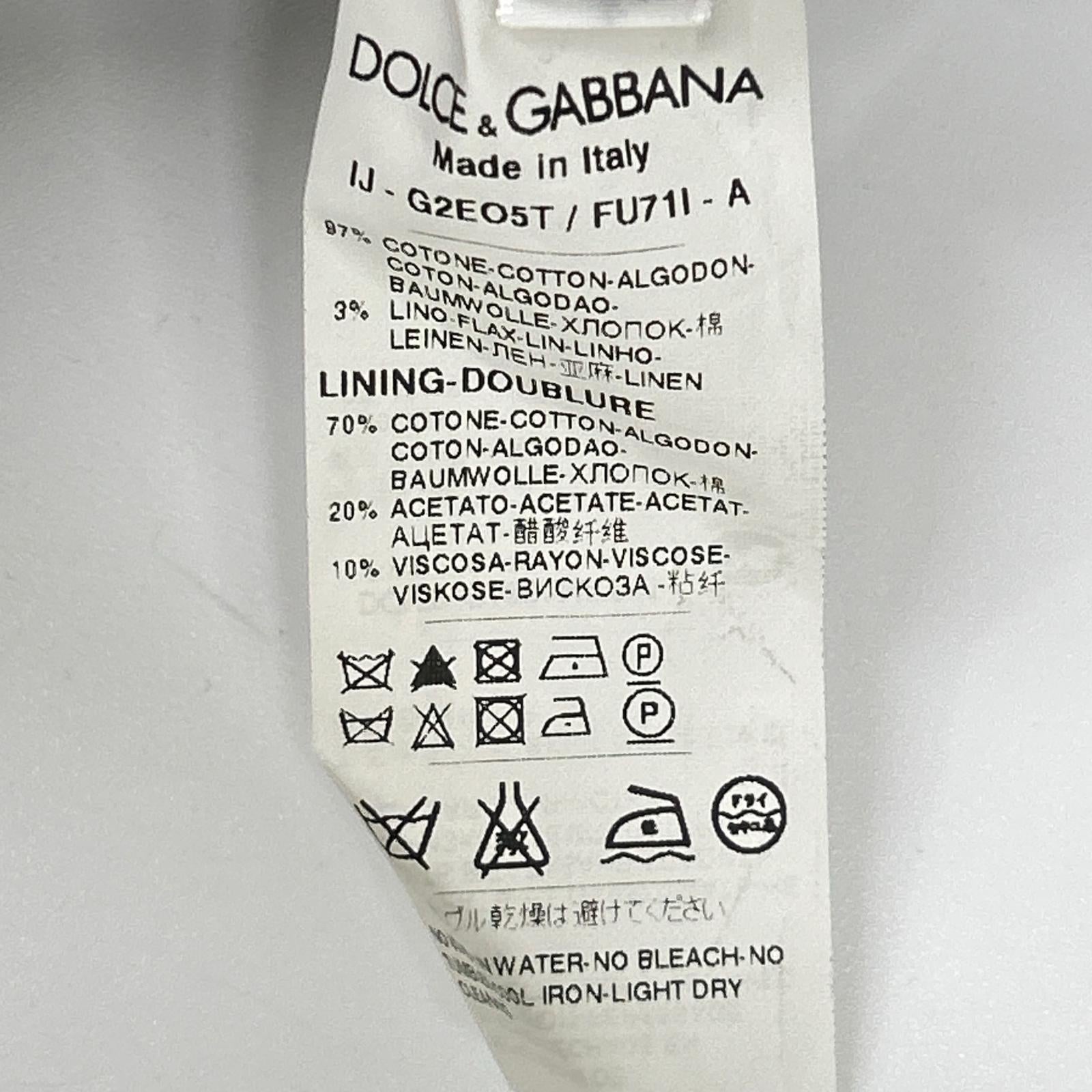 DOLCE&GABBANA ドルチェアンドガッバーナ G2EO5T グレー コットン テーラードジャケット ジャケット