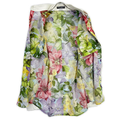 DOLCE&GABBANA ドルチェアンドガッバーナ ライトブルー フラワー総柄 カラー切り替え L/Sシャツ トップス