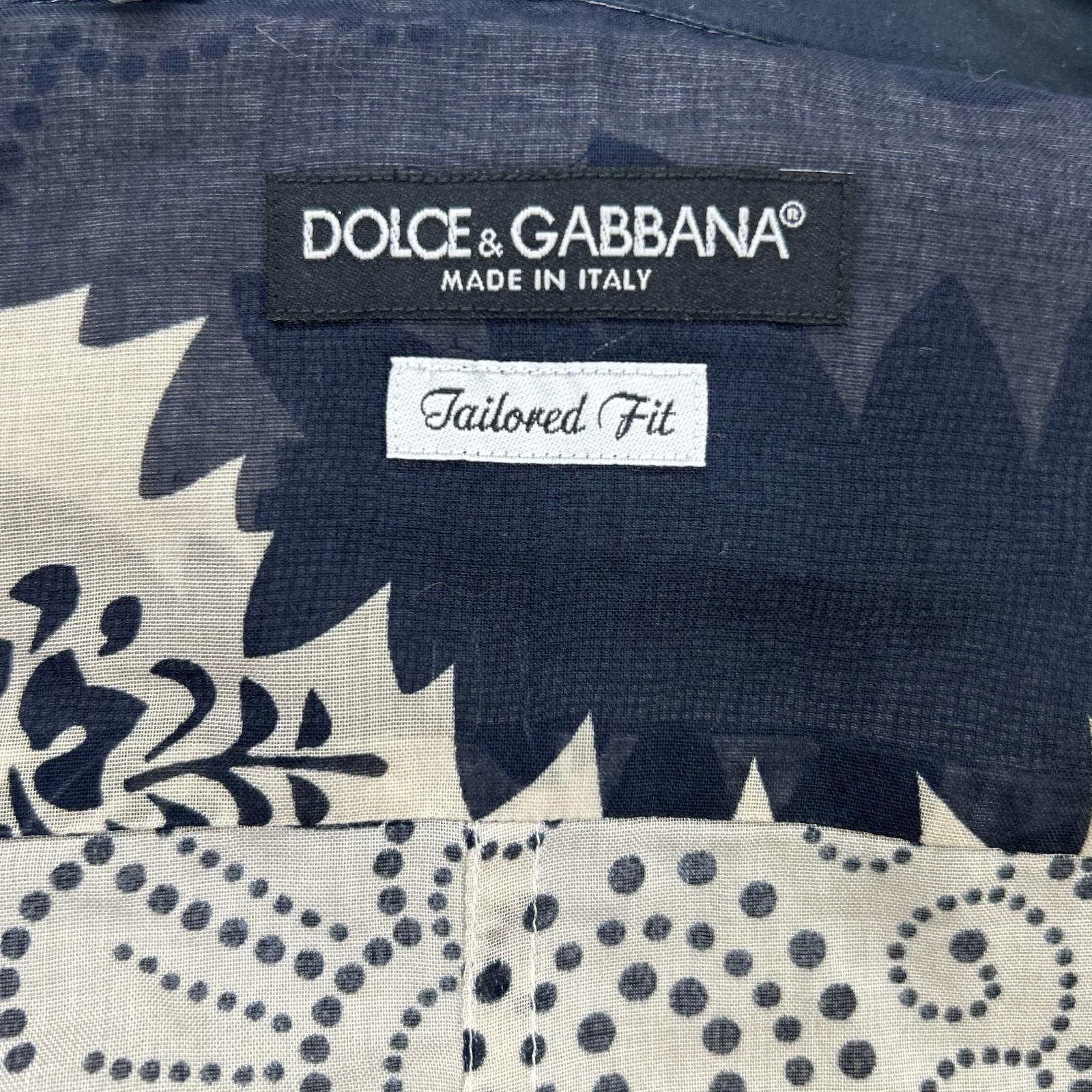 DOLCE&GABBANA ドルチェアンドガッバーナ 00s　G5413T ネイビー×ベージュ フラワー総柄 シースルーシャツ トップス