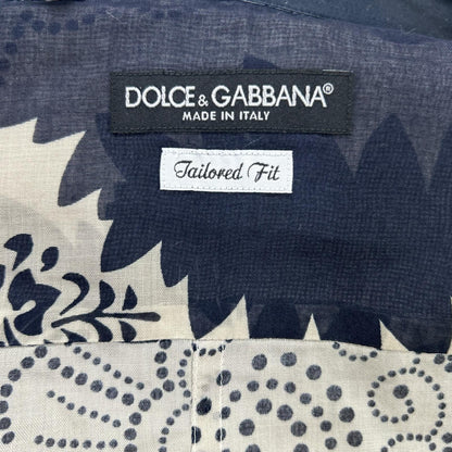 DOLCE&GABBANA ドルチェアンドガッバーナ 00s　G5413T ネイビー×ベージュ フラワー総柄 シースルーシャツ トップス