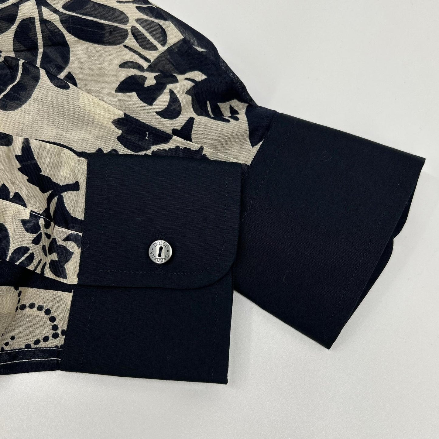 DOLCE&GABBANA ドルチェアンドガッバーナ 00s　G5413T ネイビー×ベージュ フラワー総柄 シースルーシャツ トップス