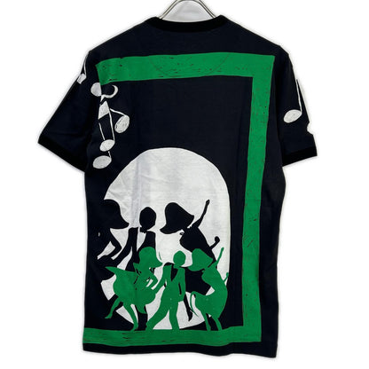 DOLCE&GABBANA ドルチェアンドガッバーナ ブラック×グリーン×ホワイト 音符デザイン プリントTシャツ トップス