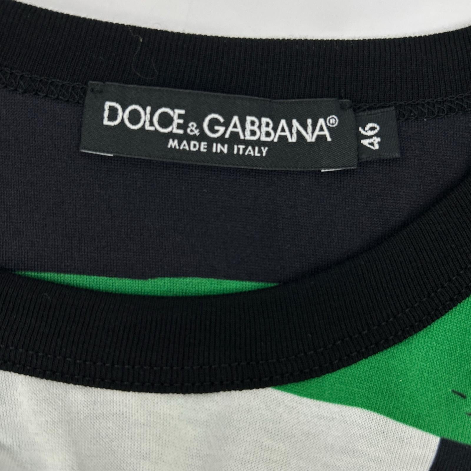 DOLCE&GABBANA ドルチェアンドガッバーナ ブラック×グリーン×ホワイト 音符デザイン プリントTシャツ トップス