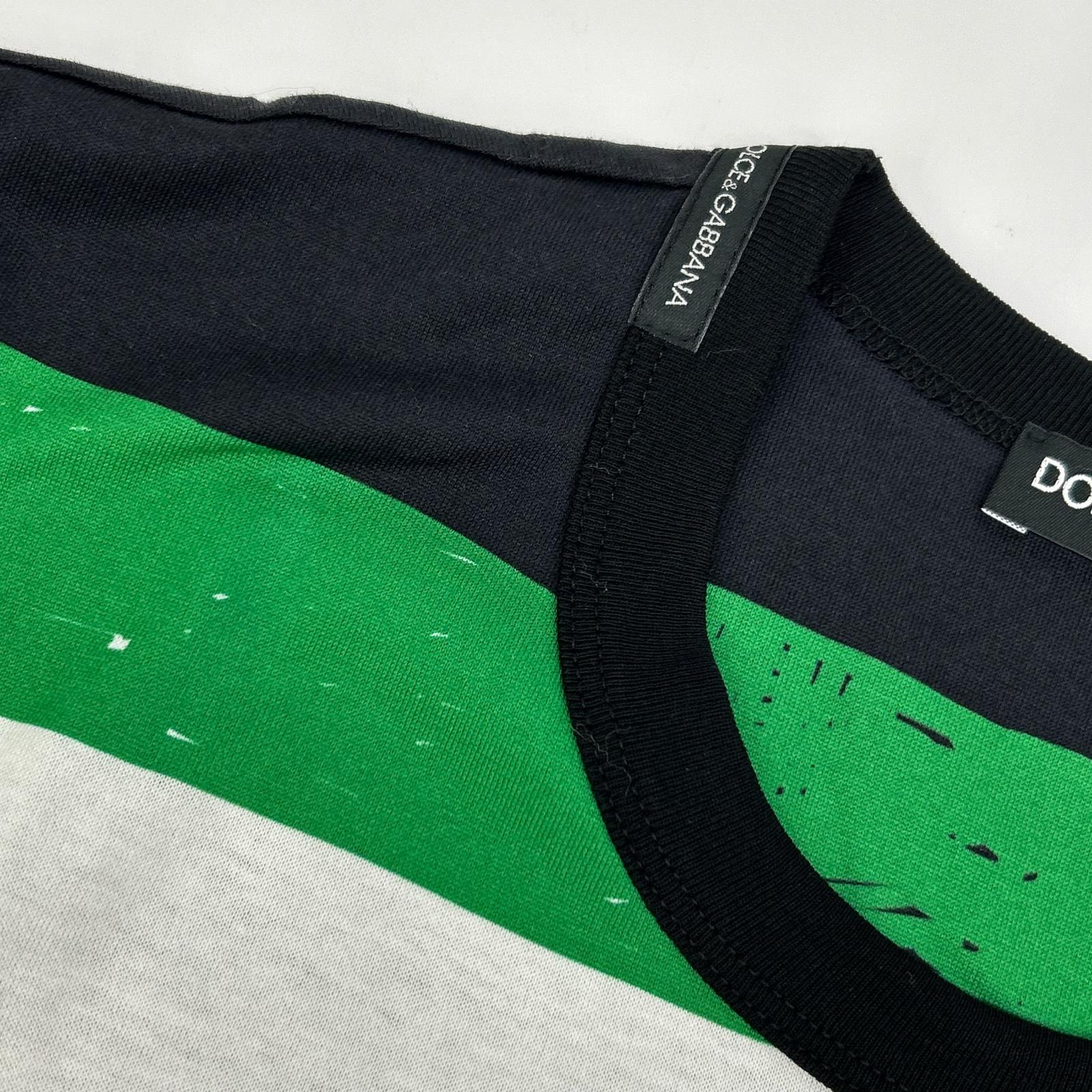 DOLCE&GABBANA ドルチェアンドガッバーナ ブラック×グリーン×ホワイト 音符デザイン プリントTシャツ トップス