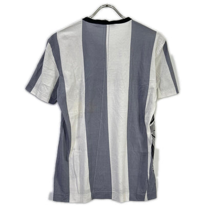 DOLCE&GABBANA ドルチェアンドガッバーナ G8GB5T FP7MT ホワイト×グレー コットン ストライプ WHAT? プリントTシャツ トップス