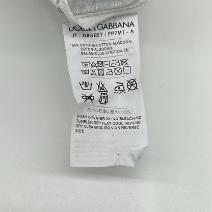 DOLCE&GABBANA ドルチェアンドガッバーナ G8GB5T FP7MT ホワイト×グレー コットン ストライプ WHAT? プリントTシャツ トップス