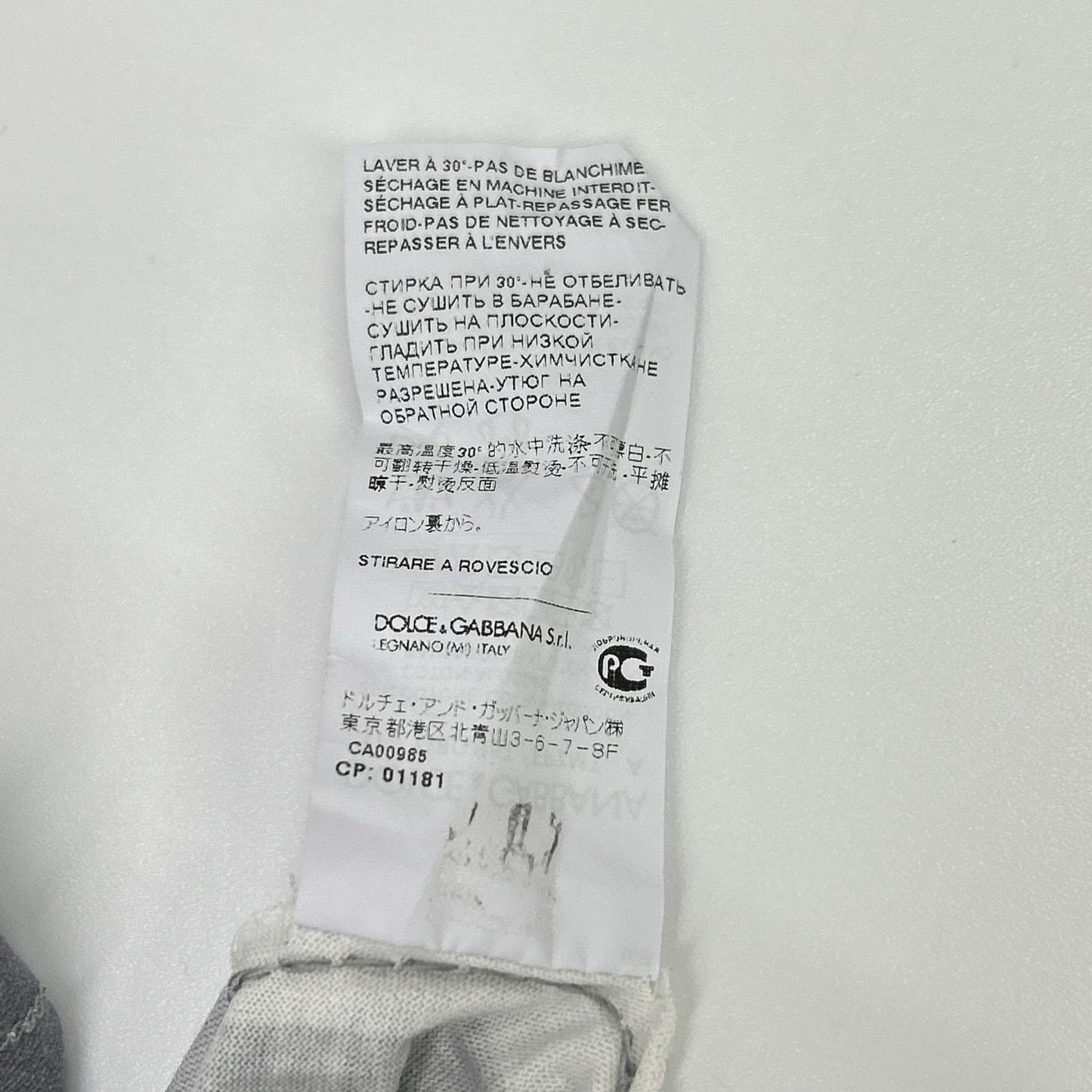 DOLCE&GABBANA ドルチェアンドガッバーナ G8GB5T FP7MT ホワイト×グレー コットン ストライプ WHAT? プリントTシャツ トップス