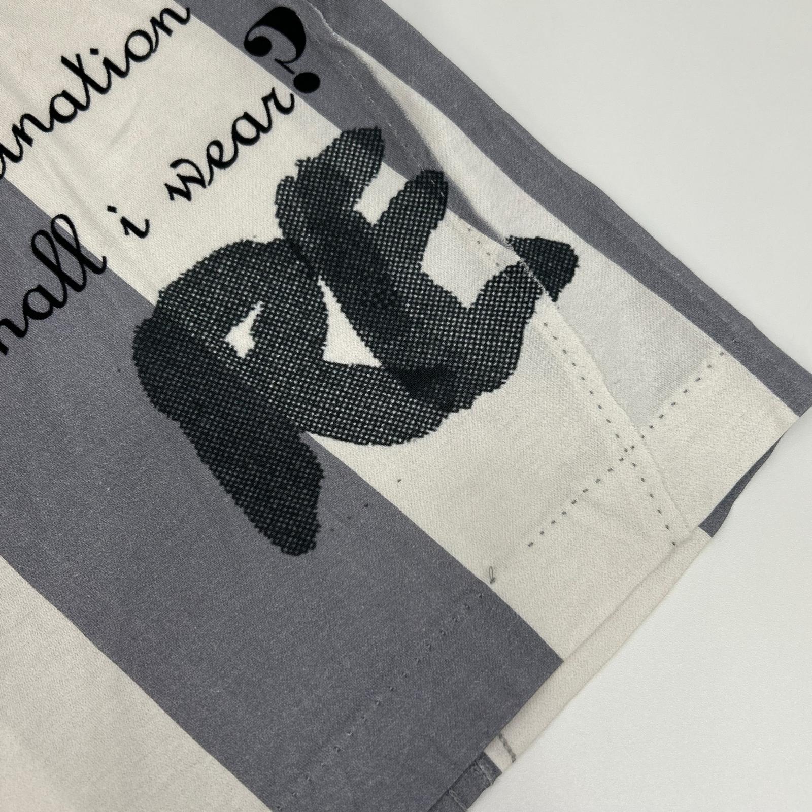 DOLCE&GABBANA ドルチェアンドガッバーナ G8GB5T FP7MT ホワイト×グレー コットン ストライプ WHAT? プリントTシャツ トップス