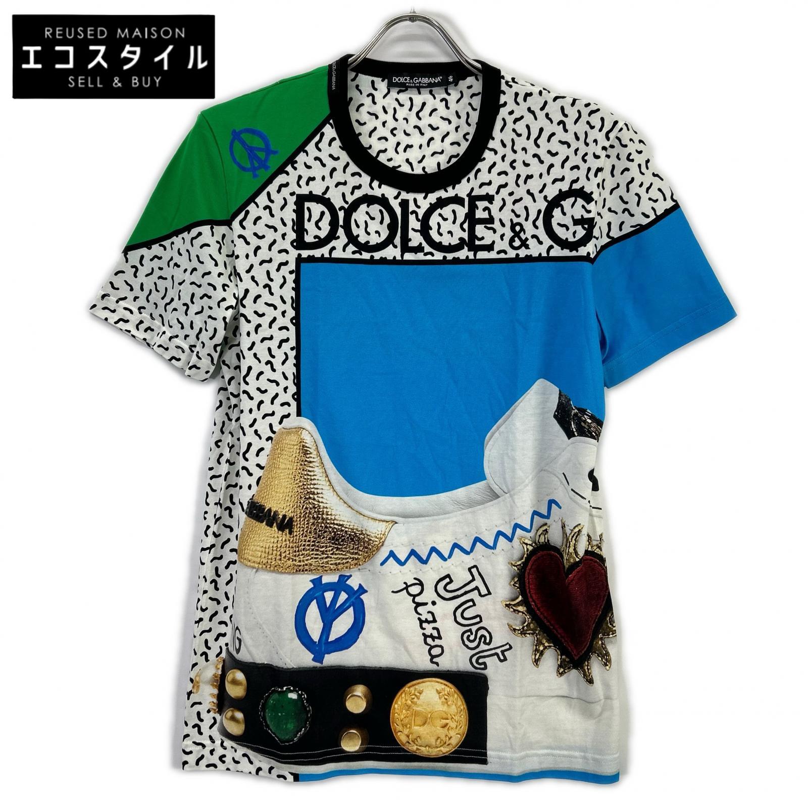 DOLCE&GABBANA ドルチェアンドガッバーナ G8IA8T FH7MF マルチカラー コットン スニーカープリント Tシャツ トップス