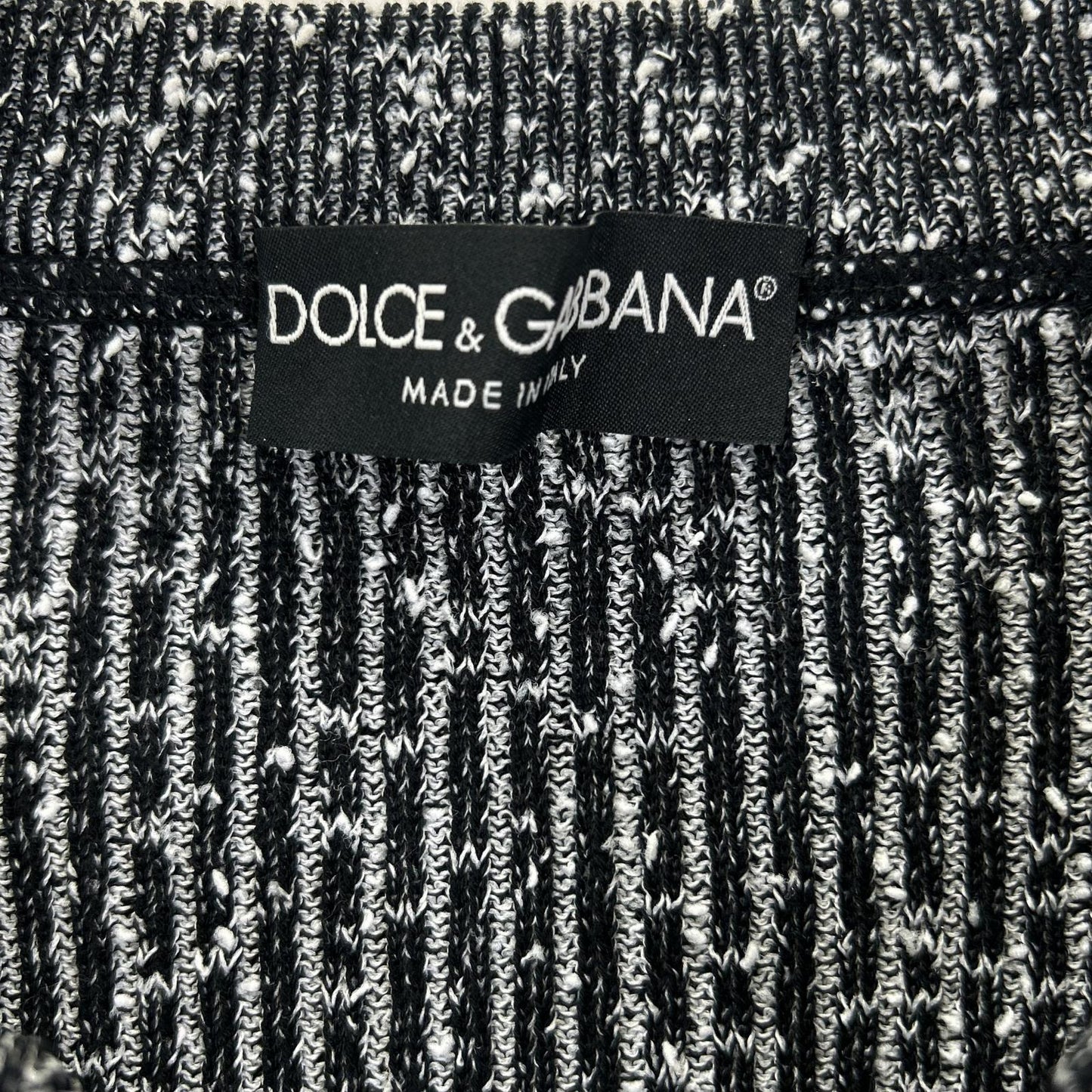 DOLCE&GABBANA ドルチェアンドガッバーナ G7578K F79M2 ブラック×ホワイト ミックス オープンカラー ニットトップス トップス