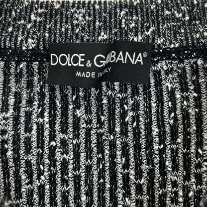 DOLCE&GABBANA ドルチェアンドガッバーナ G7578K F79M2 ブラック×ホワイト ミックス オープンカラー ニットトップス トップス