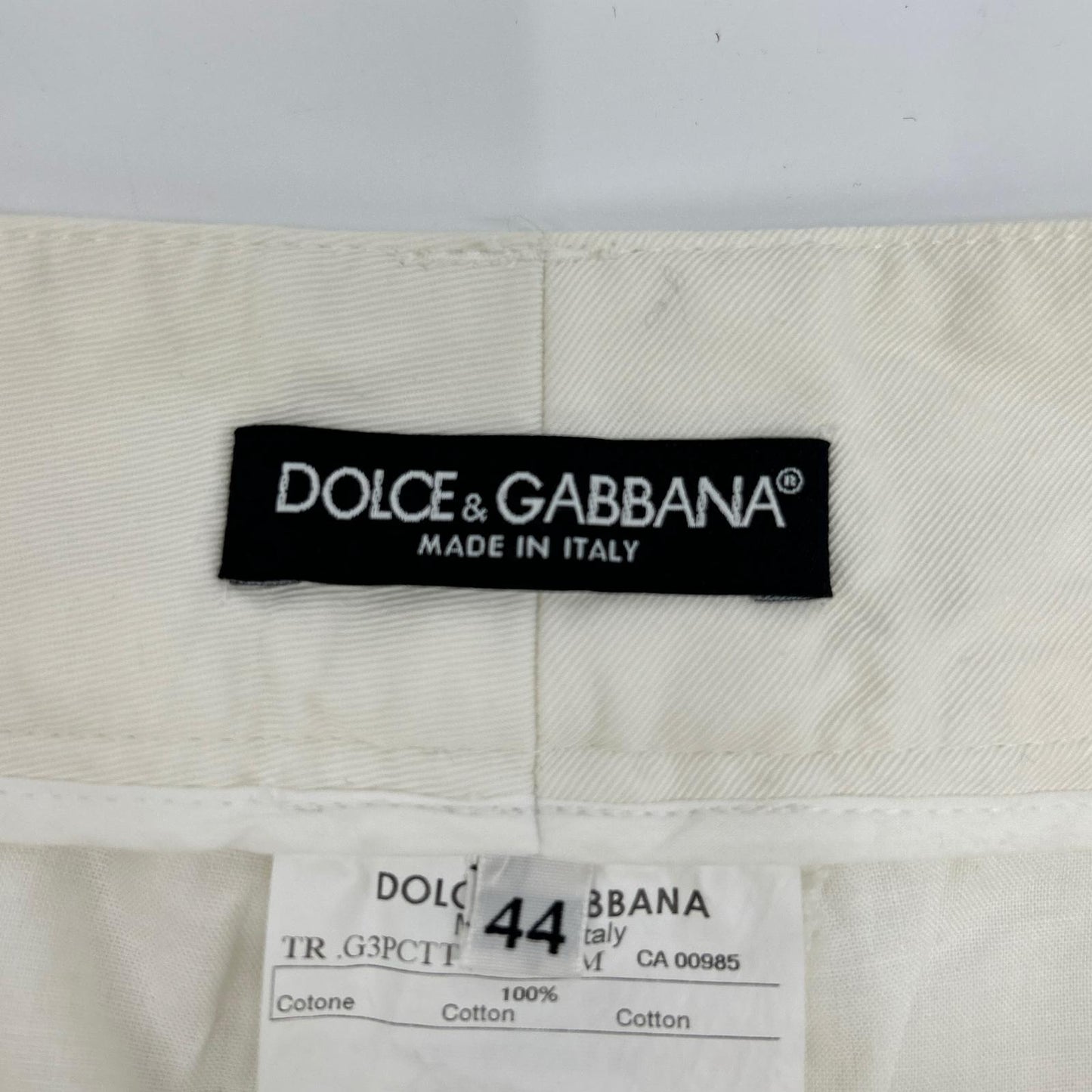 DOLCE&GABBANA ドルチェアンドガッバーナ G3PCTT ホワイト コットン ストレートパンツ ボトムス