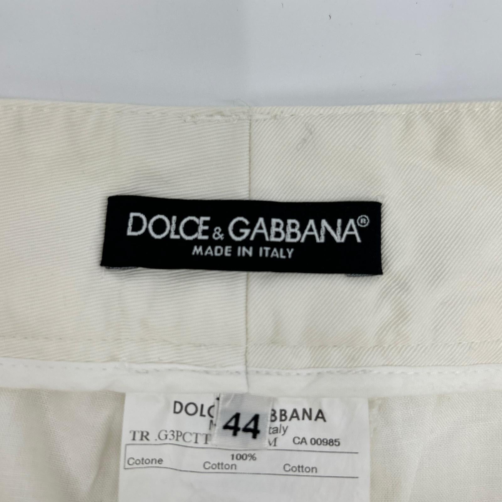 DOLCE&GABBANA ドルチェアンドガッバーナ G3PCTT ホワイト コットン ストレートパンツ ボトムス