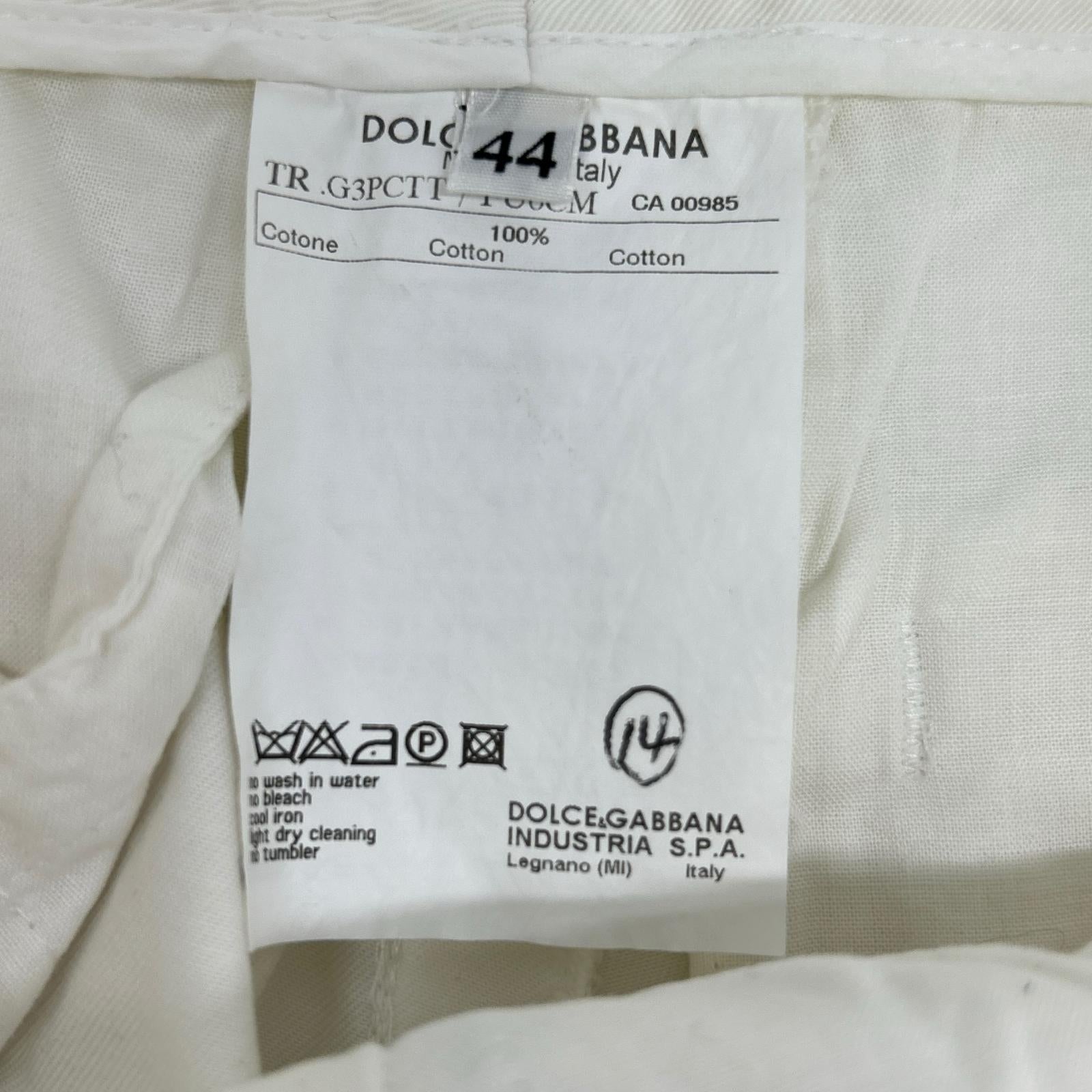 DOLCE&GABBANA ドルチェアンドガッバーナ G3PCTT ホワイト コットン ストレートパンツ ボトムス