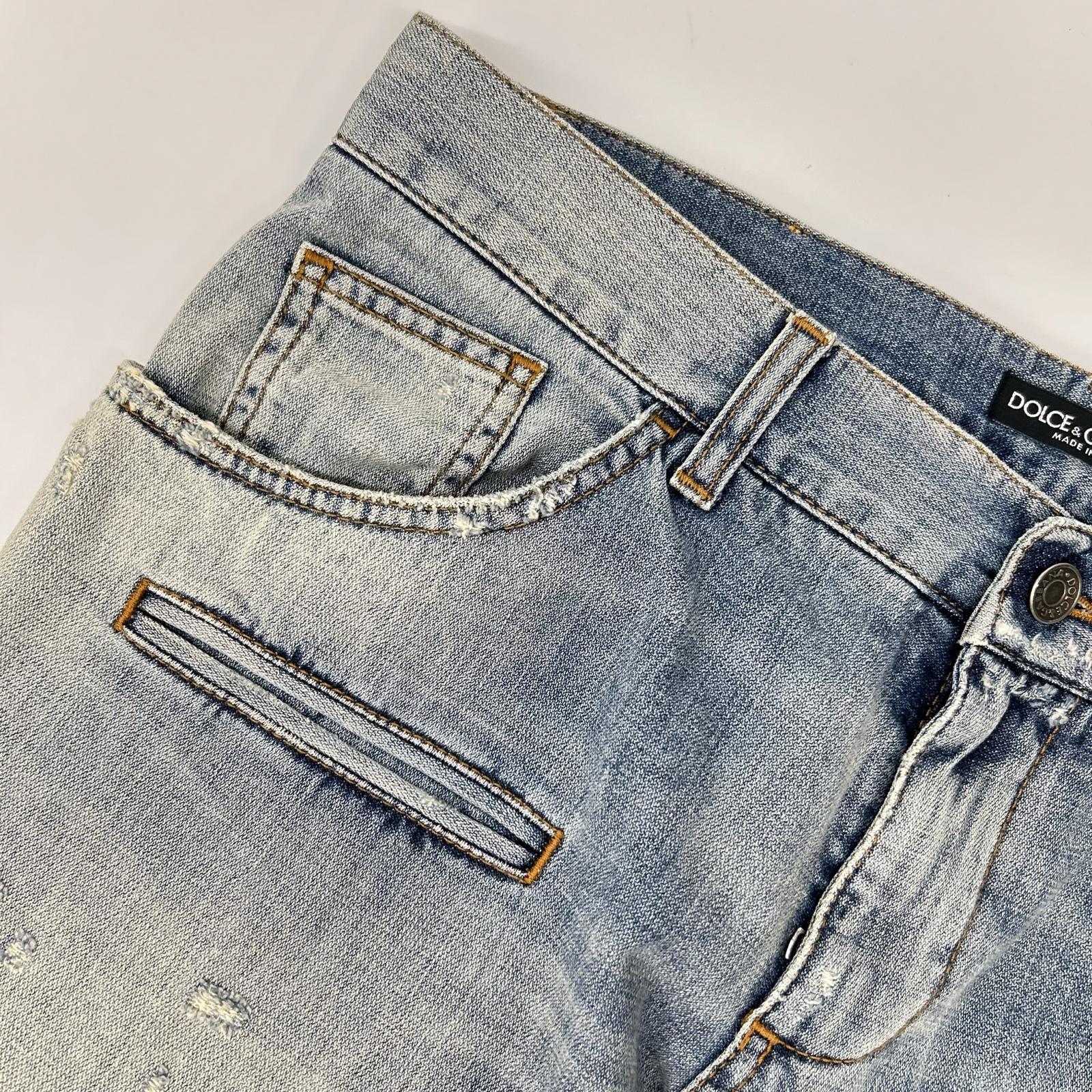 DOLCE&GABBANA ドルチェアンドガッバーナ G3FCLP ブルー 14GOLD ダメージデニムパンツ ボトムス