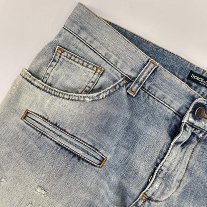 DOLCE&GABBANA ドルチェアンドガッバーナ G3FCLP ブルー 14GOLD ダメージデニムパンツ ボトムス