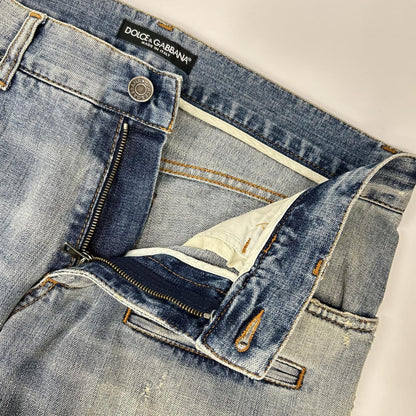 DOLCE&GABBANA ドルチェアンドガッバーナ G3FCLP ブルー 14GOLD ダメージデニムパンツ ボトムス