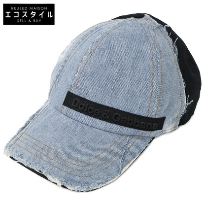DOLCE&GABBANA ドルチェアンドガッバーナ 【美品/国内正規】GH509Z GEQ95 ラバーロゴ デニム切替 キャップ 帽子