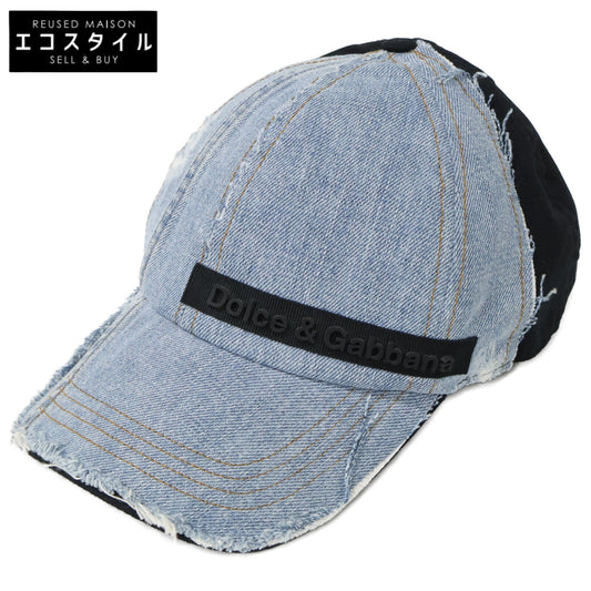 DOLCE&GABBANA ドルチェアンドガッバーナ 【美品/国内正規】GH509Z GEQ95 ラバーロゴ デニム切替 キャップ 帽子