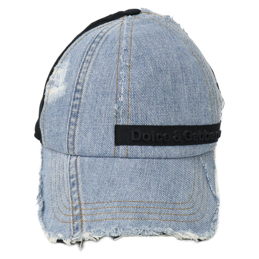 DOLCE&GABBANA ドルチェアンドガッバーナ 【美品/国内正規】GH509Z GEQ95 ラバーロゴ デニム切替 キャップ 帽子