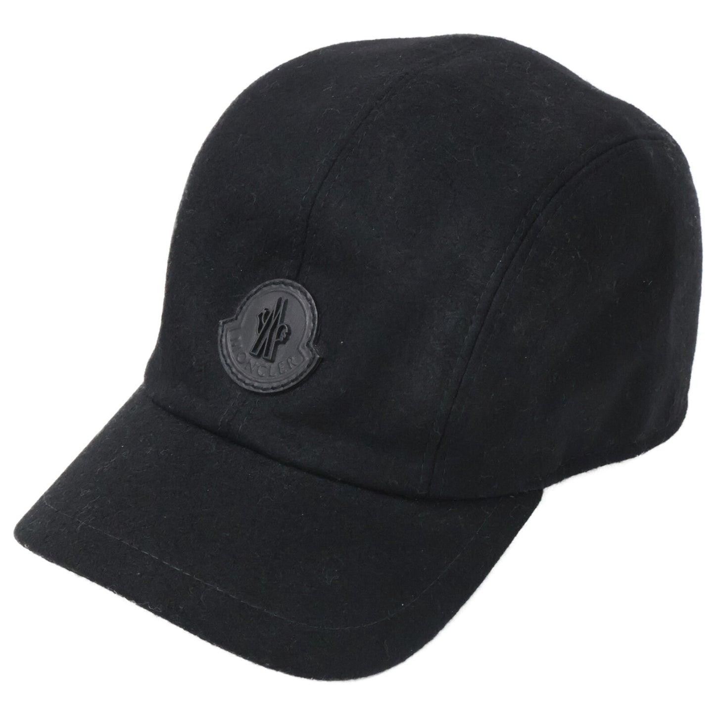 MONCLER モンクレール 【美品】BERRETTO ウール レザーロゴワッペン ベースボールキャップ 帽子